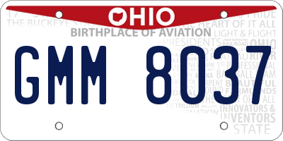 OH license plate GMM8037