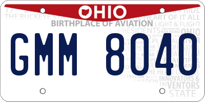 OH license plate GMM8040