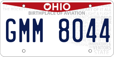 OH license plate GMM8044