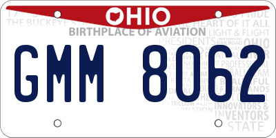 OH license plate GMM8062