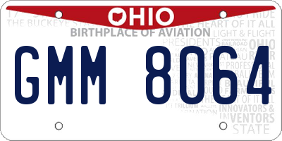 OH license plate GMM8064