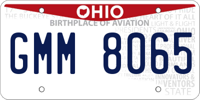 OH license plate GMM8065