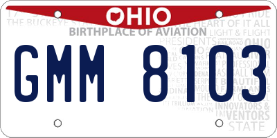 OH license plate GMM8103