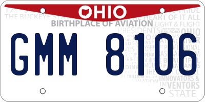 OH license plate GMM8106