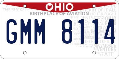 OH license plate GMM8114