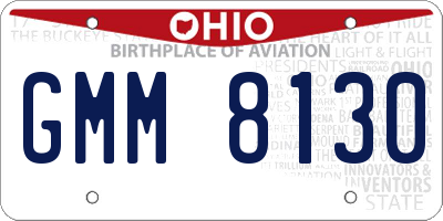 OH license plate GMM8130