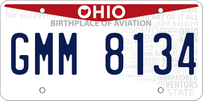 OH license plate GMM8134