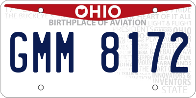 OH license plate GMM8172