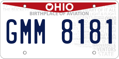 OH license plate GMM8181