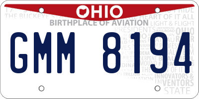 OH license plate GMM8194