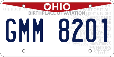 OH license plate GMM8201