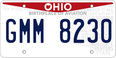 OH license plate GMM8230