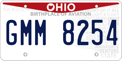 OH license plate GMM8254