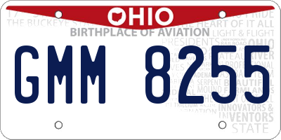 OH license plate GMM8255