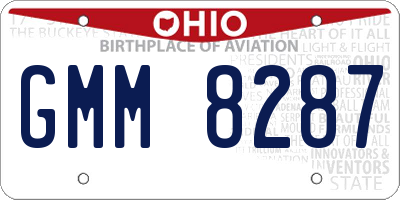 OH license plate GMM8287