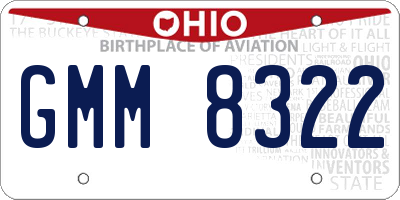 OH license plate GMM8322
