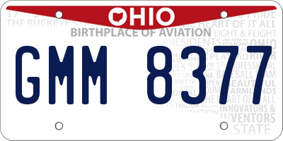 OH license plate GMM8377