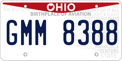 OH license plate GMM8388