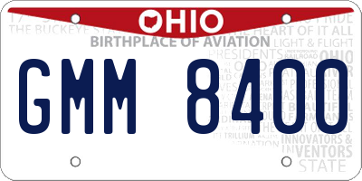 OH license plate GMM8400