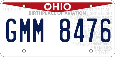 OH license plate GMM8476