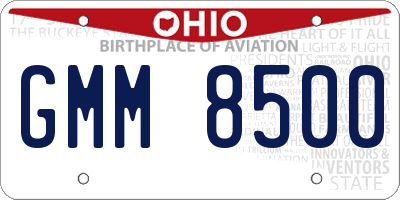 OH license plate GMM8500