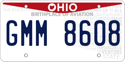 OH license plate GMM8608
