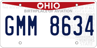 OH license plate GMM8634