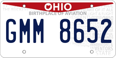 OH license plate GMM8652
