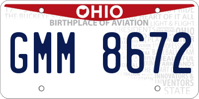 OH license plate GMM8672