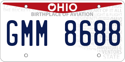 OH license plate GMM8688