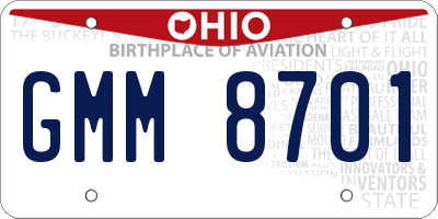 OH license plate GMM8701