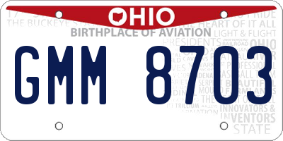 OH license plate GMM8703