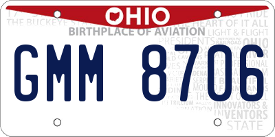 OH license plate GMM8706
