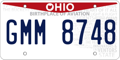OH license plate GMM8748