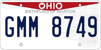 OH license plate GMM8749