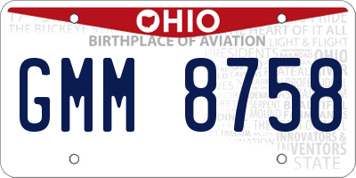 OH license plate GMM8758