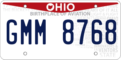 OH license plate GMM8768