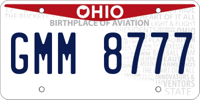 OH license plate GMM8777