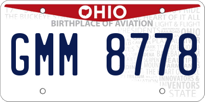 OH license plate GMM8778