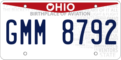 OH license plate GMM8792