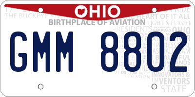 OH license plate GMM8802