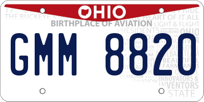 OH license plate GMM8820