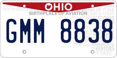 OH license plate GMM8838