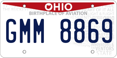 OH license plate GMM8869