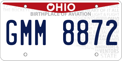 OH license plate GMM8872