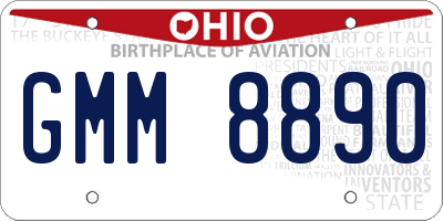 OH license plate GMM8890