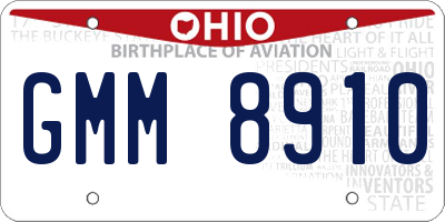 OH license plate GMM8910