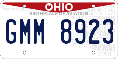 OH license plate GMM8923