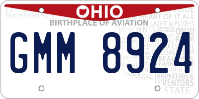 OH license plate GMM8924