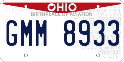 OH license plate GMM8933